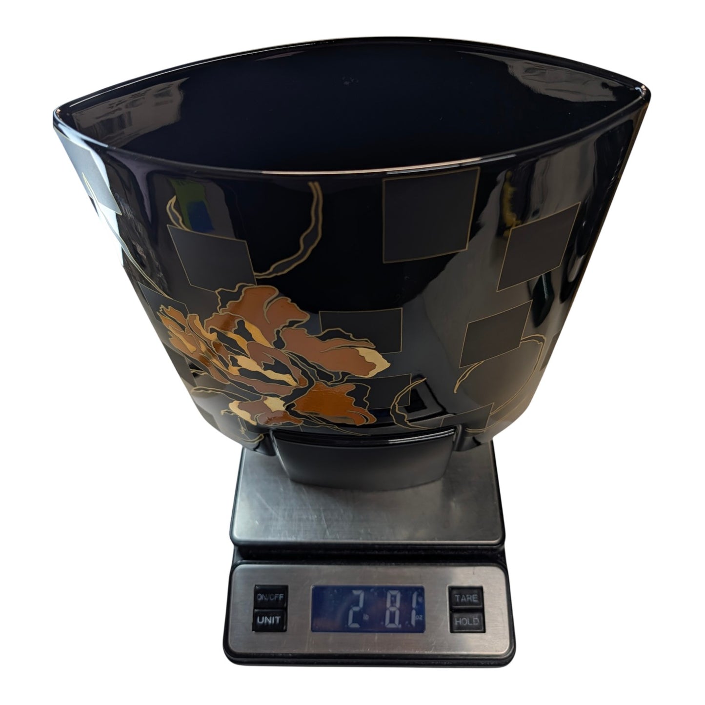 Vintage Rosenthal Studio Linie Yang Vase Black Gold Floral German Porcelain 7.5"
