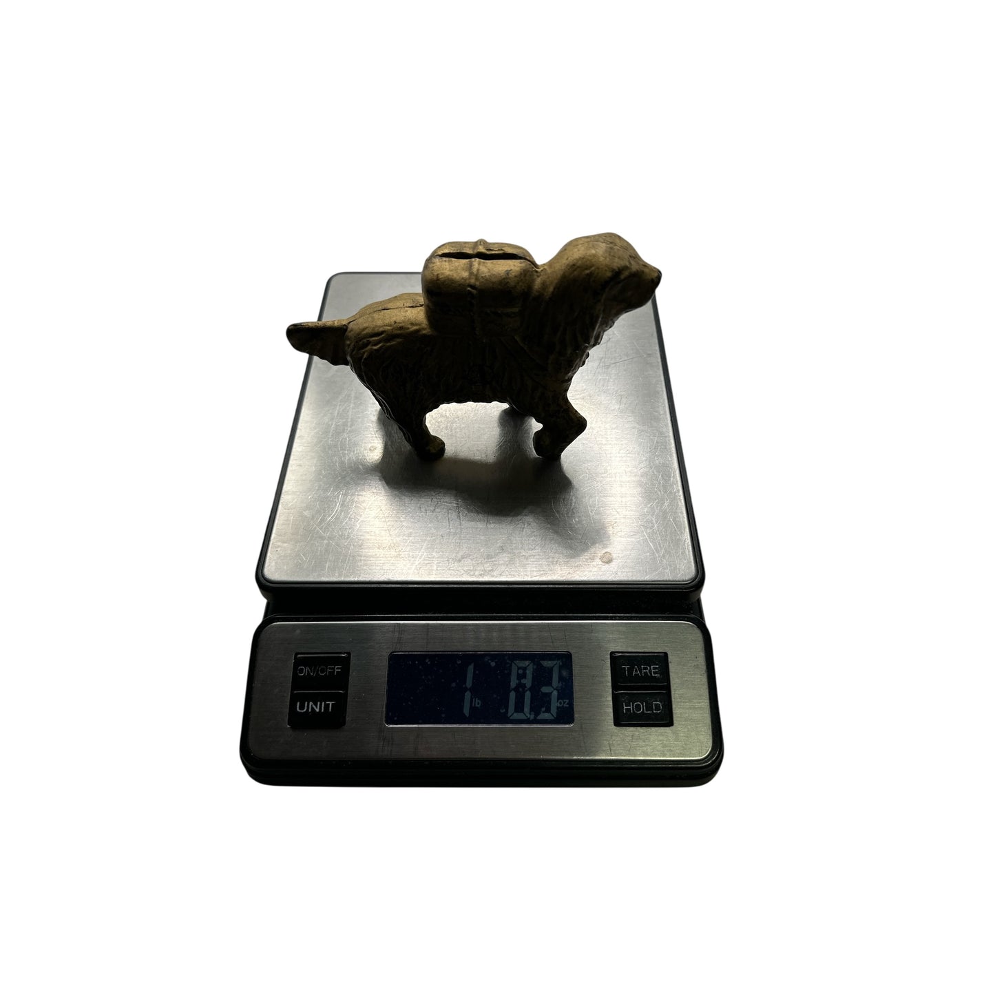 Antique Cast Iron St. Bernard Dog with Pack Still Bank, Early 20th C. Decor
