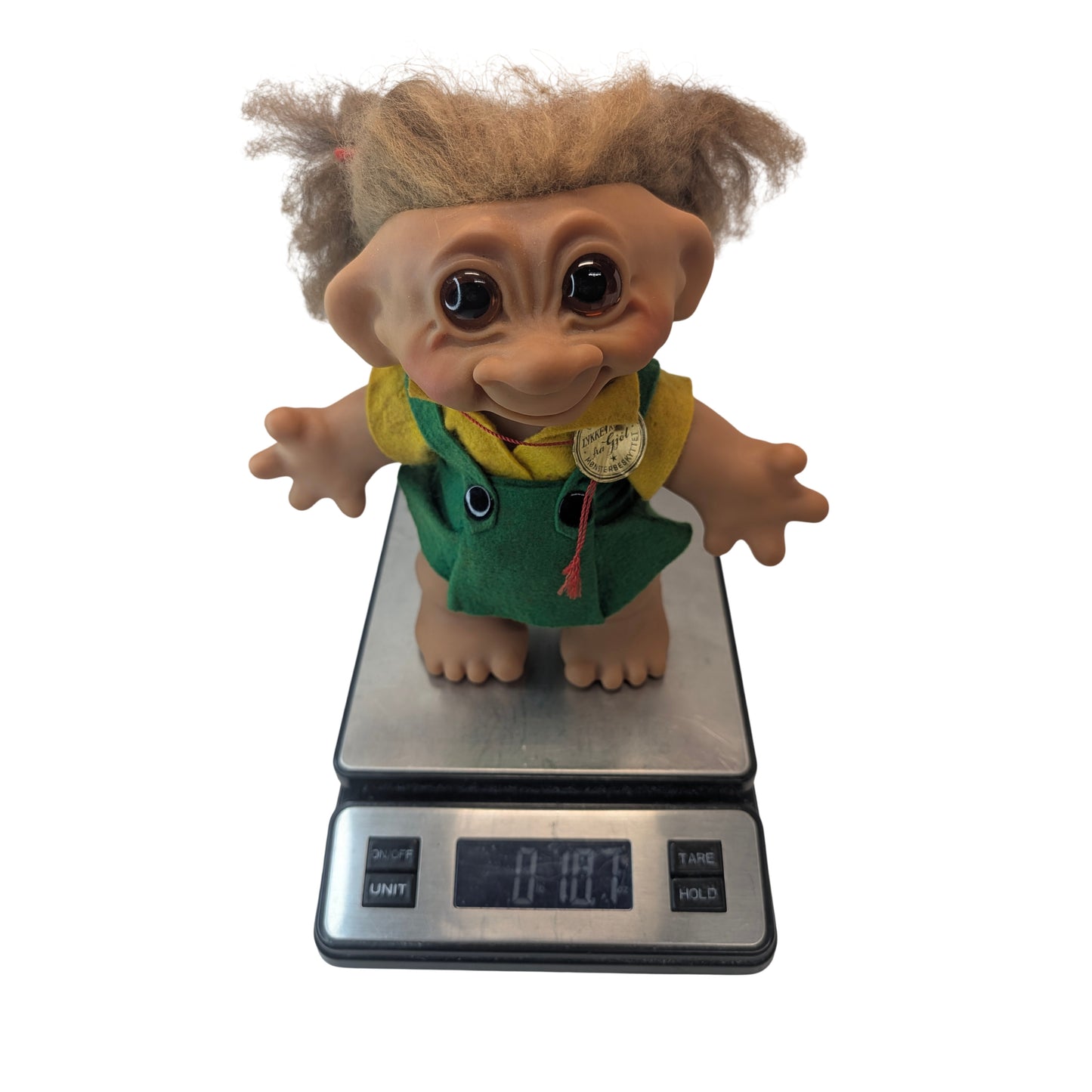 Vintage 1960s Dam Lykketrold Troll Doll 8.5" Original Tag Made in Denmark
