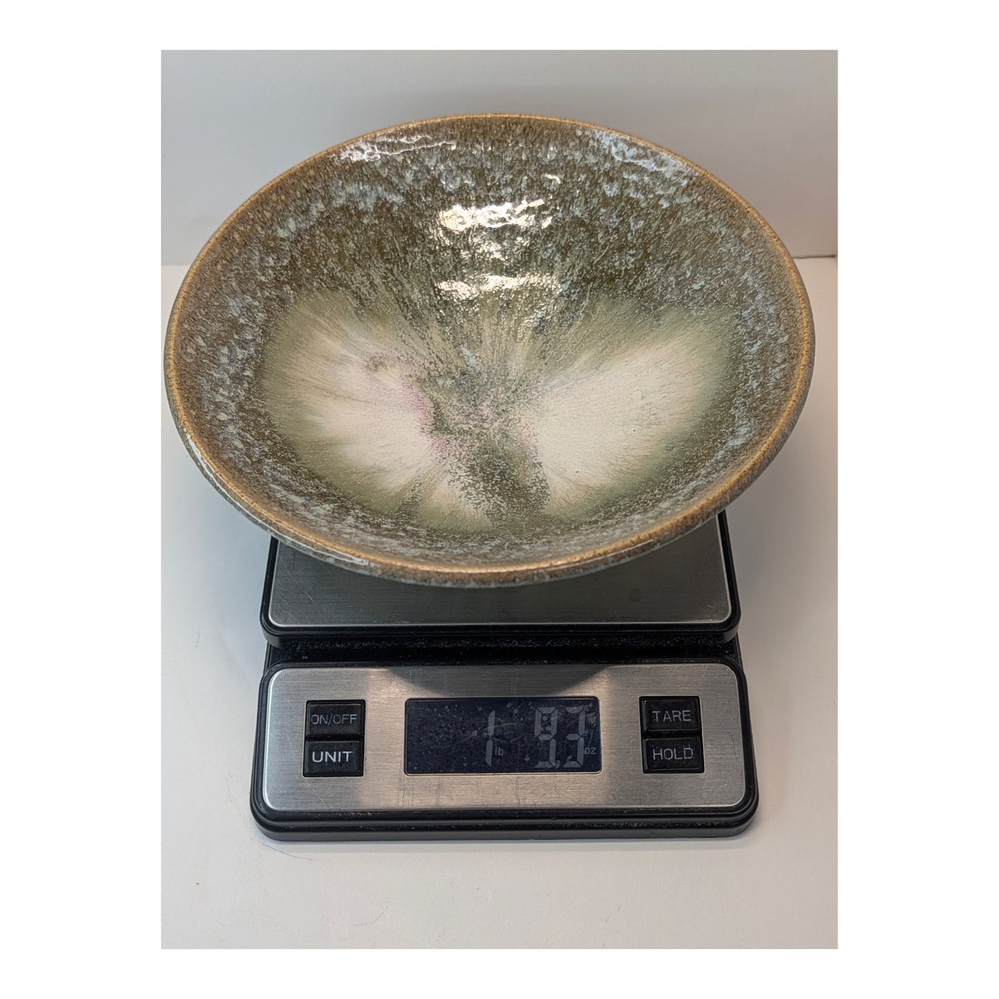 Vintage Artisan Studio Pottery Bowl Hand Thrown Reactive Glaze Centerpiece 8.75"