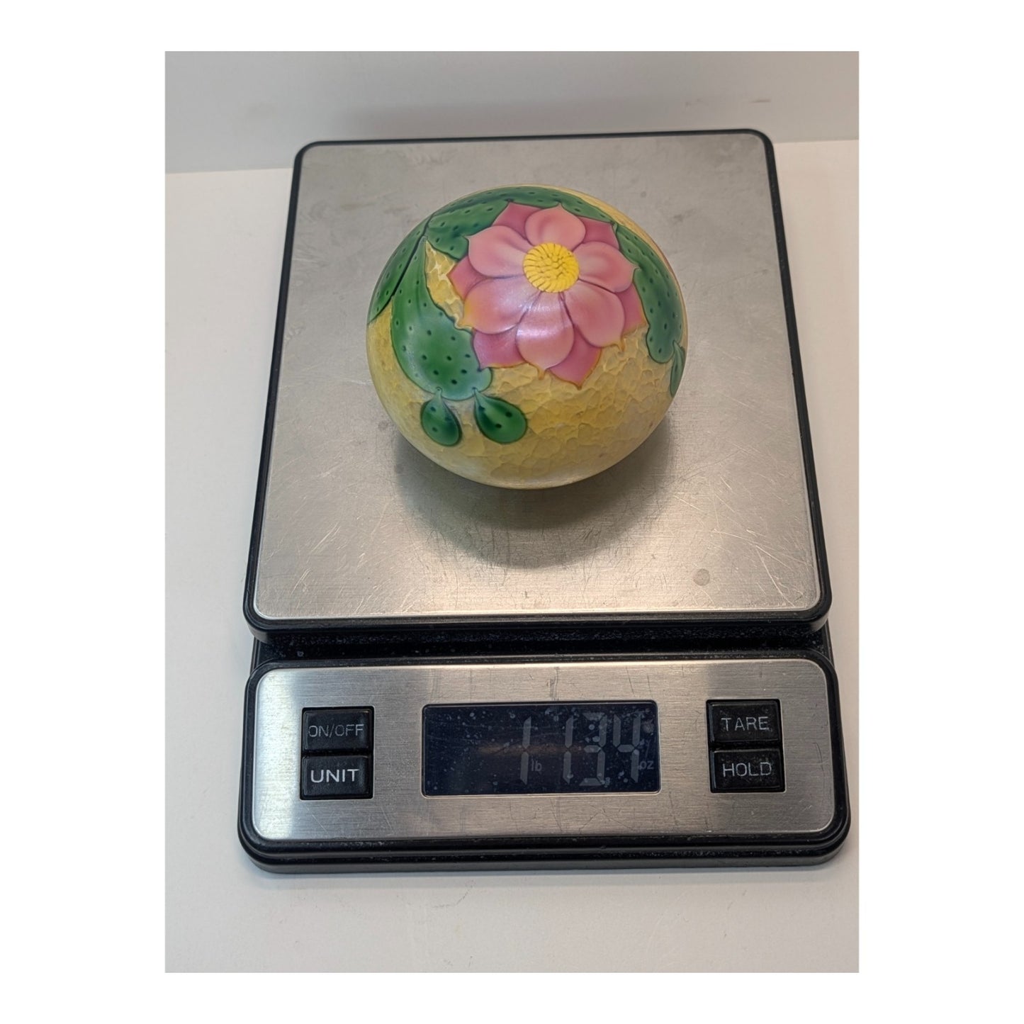 Vintage Lamponi Mexico Art Glass Paperweight Cactus Flower Orb