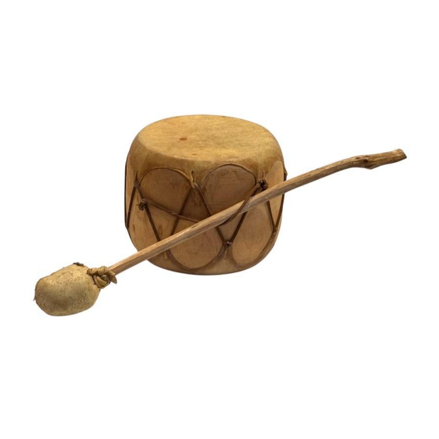 Vintage Native American Style Rawhide Hand Drum with Beater