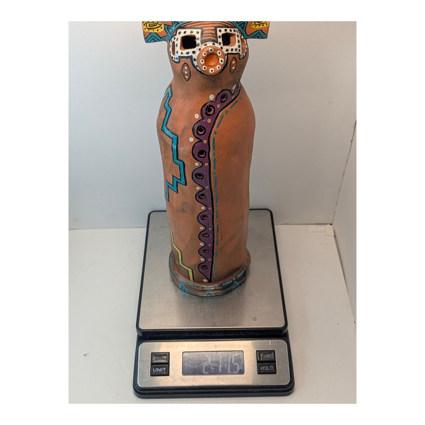 Vintage Signed Studio Pottery Terracotta Figure Southwestern Tribal Art Sculpture 13"
