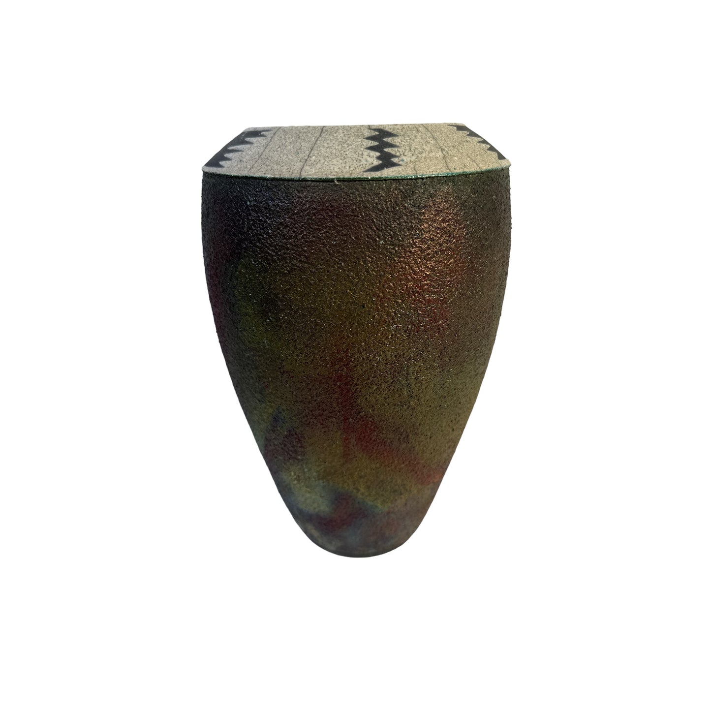 Vintage Zelda Kolpan Signed Studio Art Pottery Vase, Textured Volcanic Raku Glaze c. 1990