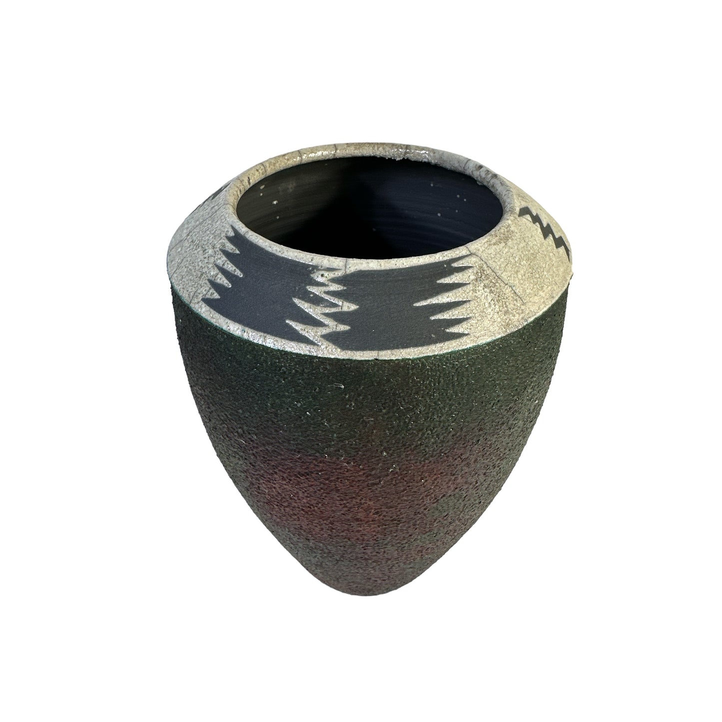 Vintage Zelda Kolpan Signed Studio Art Pottery Vase, Textured Volcanic Raku Glaze c. 1990