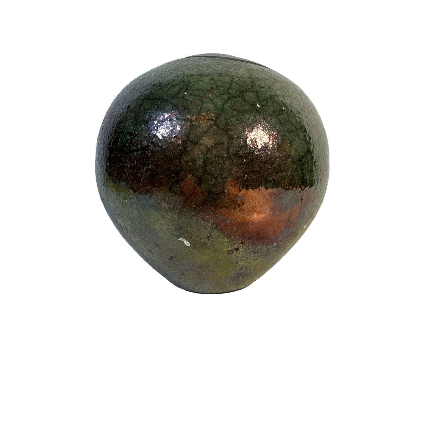Vintage Otto Keramik German Art Pottery Globe Vase with Raku-Style Crackle Glaze c. 1970s