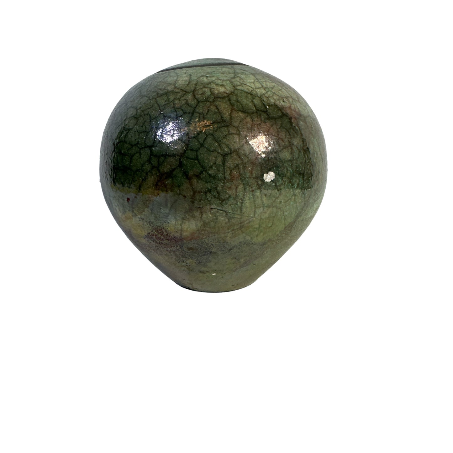 Vintage Otto Keramik German Art Pottery Globe Vase with Raku-Style Crackle Glaze c. 1970s