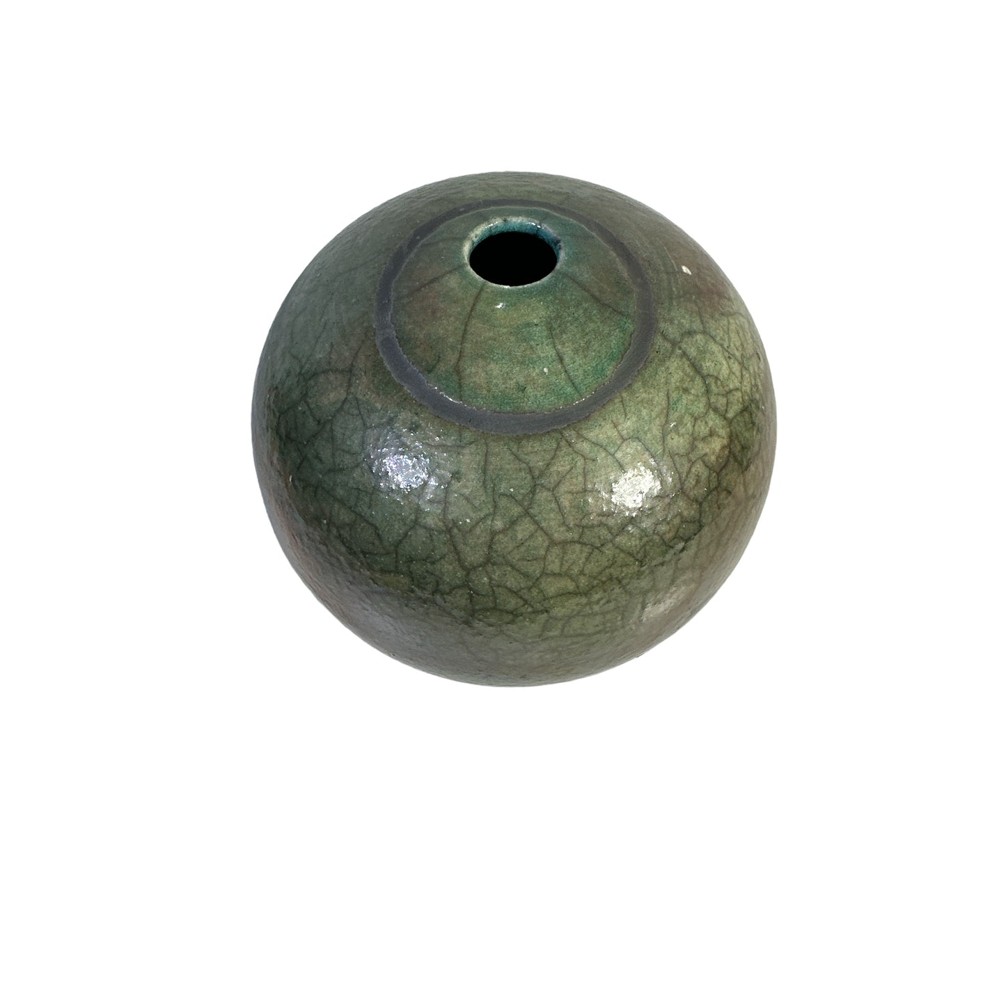 Vintage Otto Keramik German Art Pottery Globe Vase with Raku-Style Crackle Glaze c. 1970s