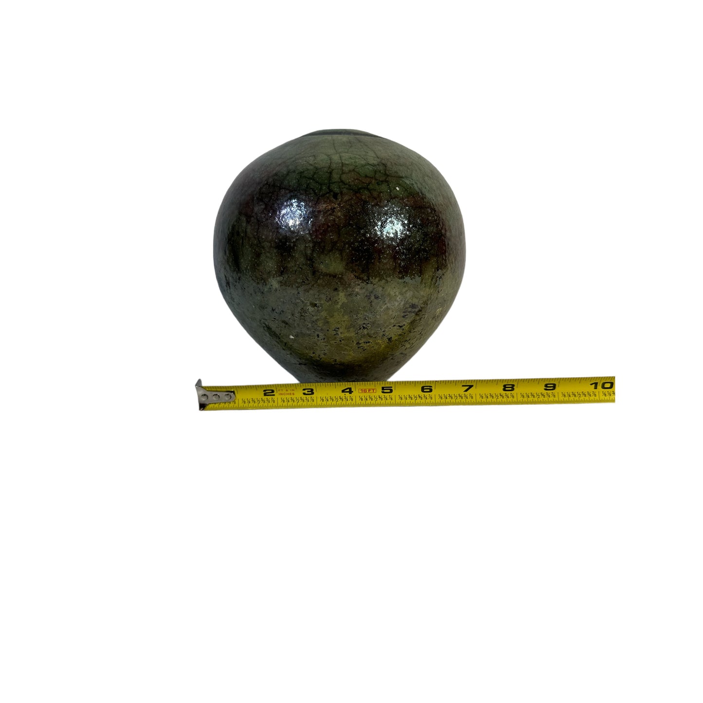 Vintage Otto Keramik German Art Pottery Globe Vase with Raku-Style Crackle Glaze c. 1970s