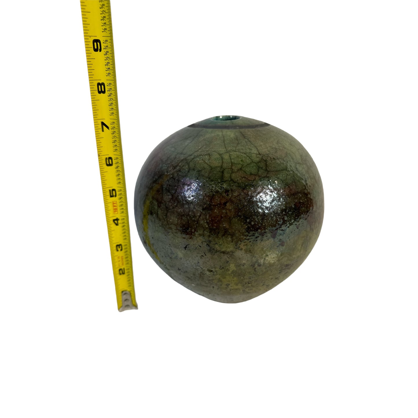 Vintage Otto Keramik German Art Pottery Globe Vase with Raku-Style Crackle Glaze c. 1970s
