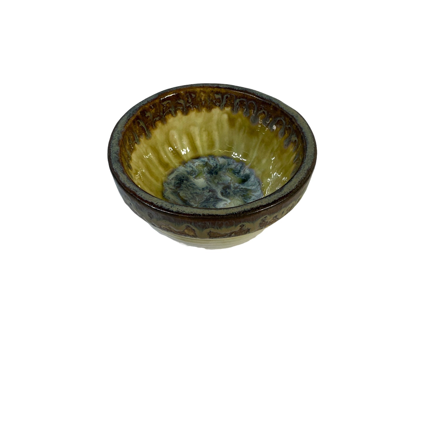 Signed Richie Watts 2003 Seagrove NC Studio Art Pottery Bowl with Crystalline Glaze
