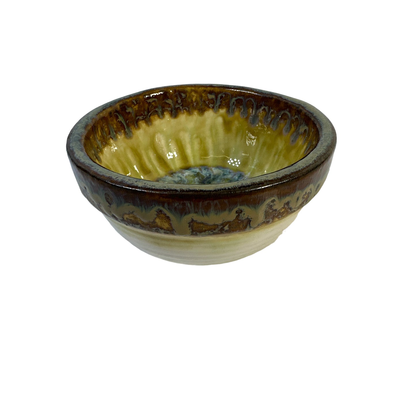 Signed Richie Watts 2003 Seagrove NC Studio Art Pottery Bowl with Crystalline Glaze