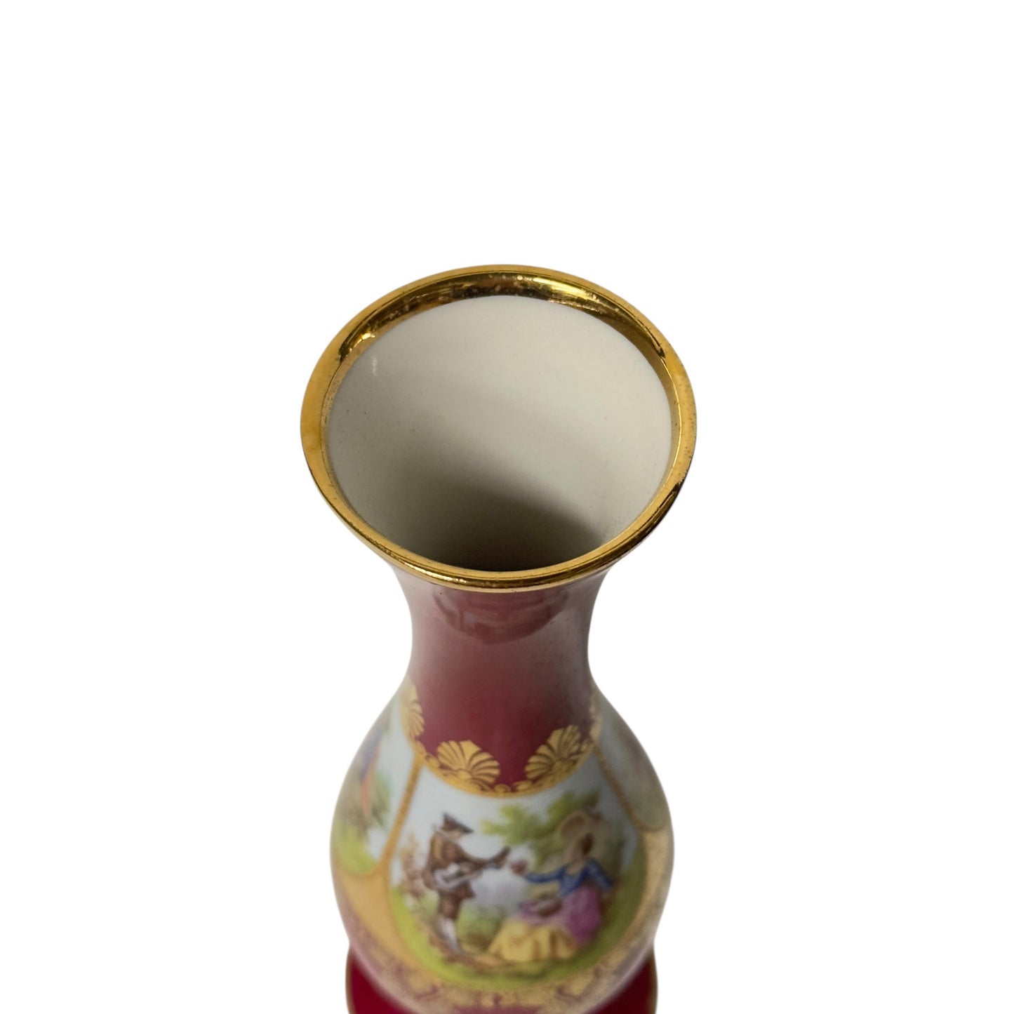 Vintage Schlottenhof Bavarian Porcelain Vase with Fragonard Courting Scenes c. 1924-1945