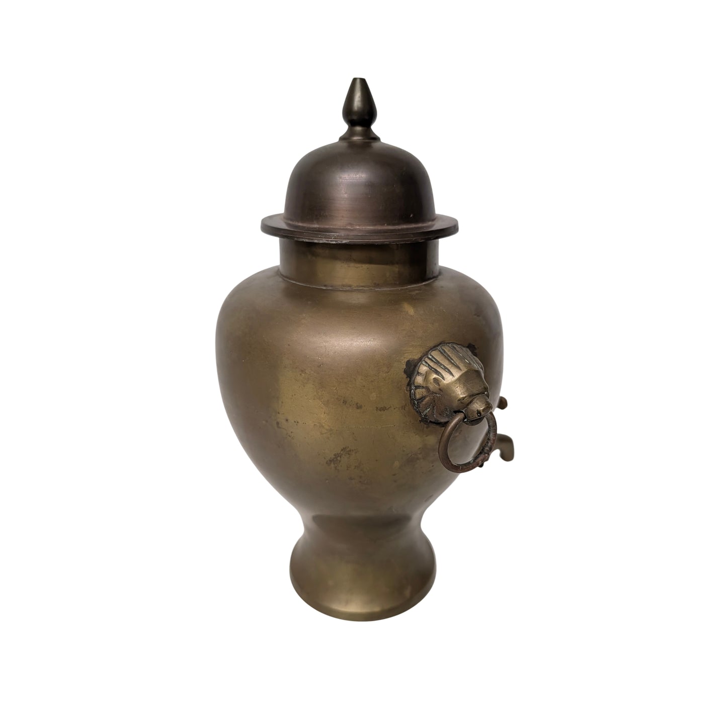 Vintage Brass Lion Head Samovar Urn | Mid-Century Hot Water Drink Dispenser | Made in India Decorative Barware