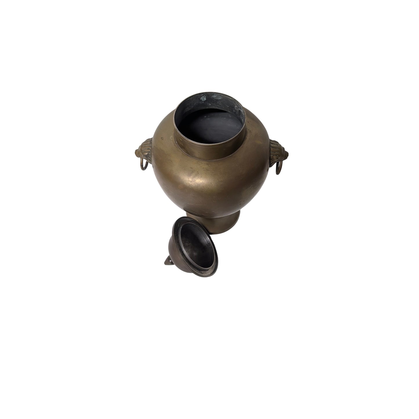 Vintage Brass Lion Head Samovar Urn | Mid-Century Hot Water Drink Dispenser | Made in India Decorative Barware