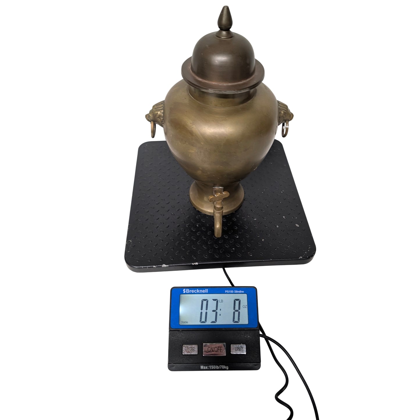 Vintage Brass Lion Head Samovar Urn | Mid-Century Hot Water Drink Dispenser | Made in India Decorative Barware