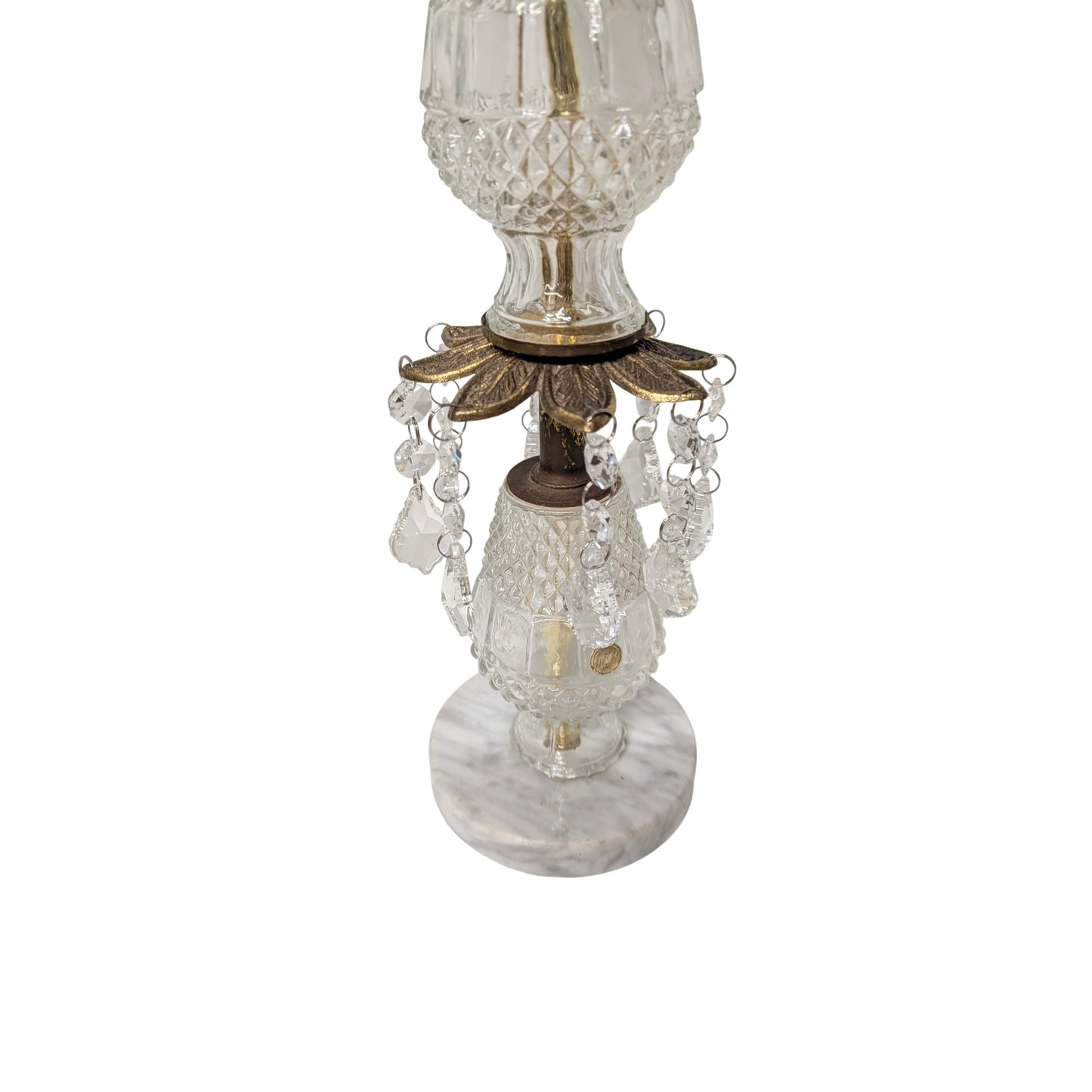 Large Vintage Hollywood Regency Scales of Justice | Ornate Brass & Cut Crystal Decorative Balance Scale with Marble Base