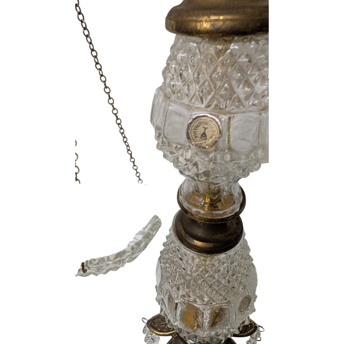 Large Vintage Hollywood Regency Scales of Justice | Ornate Brass & Cut Crystal Decorative Balance Scale with Marble Base