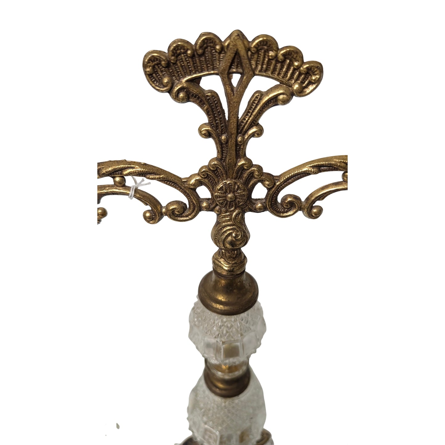 Large Vintage Hollywood Regency Scales of Justice | Ornate Brass & Cut Crystal Decorative Balance Scale with Marble Base