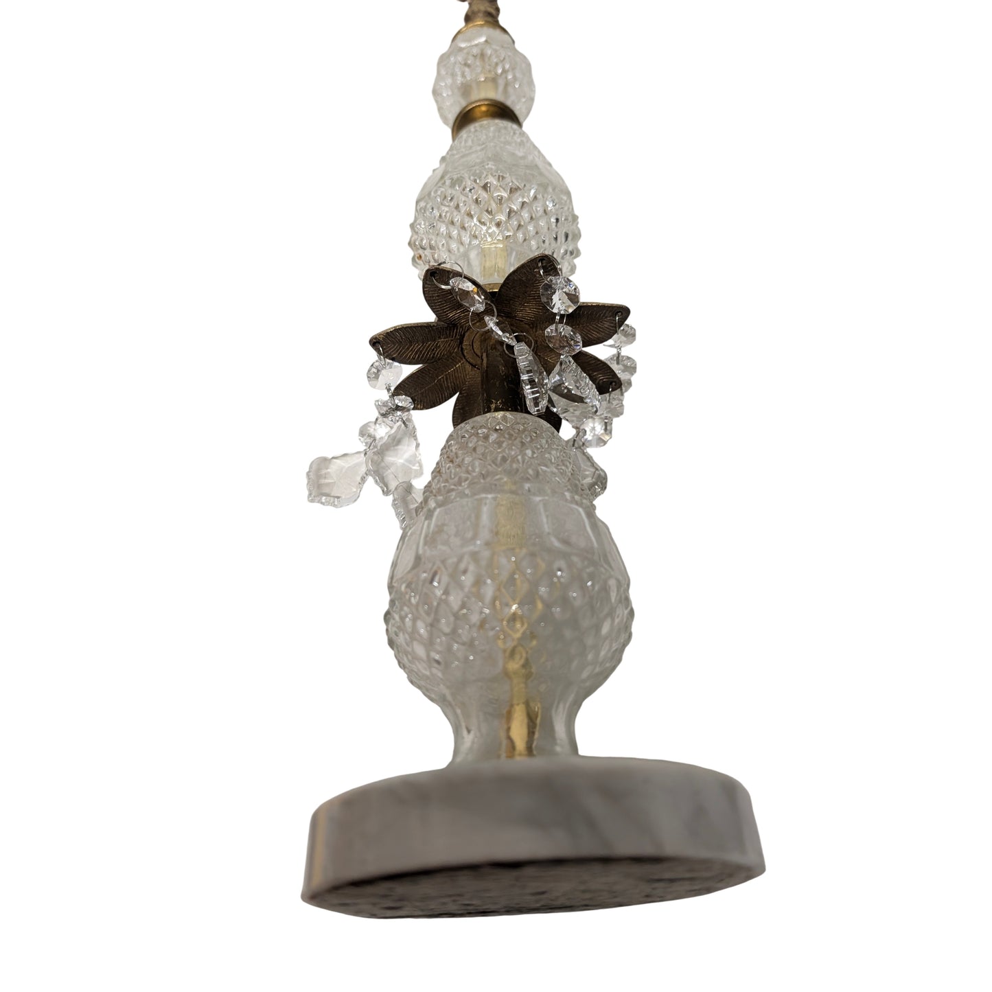 Large Vintage Hollywood Regency Scales of Justice | Ornate Brass & Cut Crystal Decorative Balance Scale with Marble Base