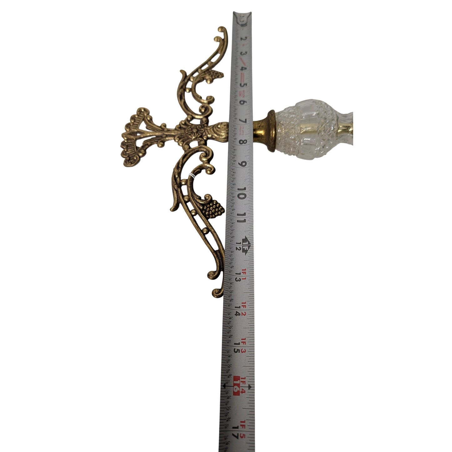 Large Vintage Hollywood Regency Scales of Justice | Ornate Brass & Cut Crystal Decorative Balance Scale with Marble Base