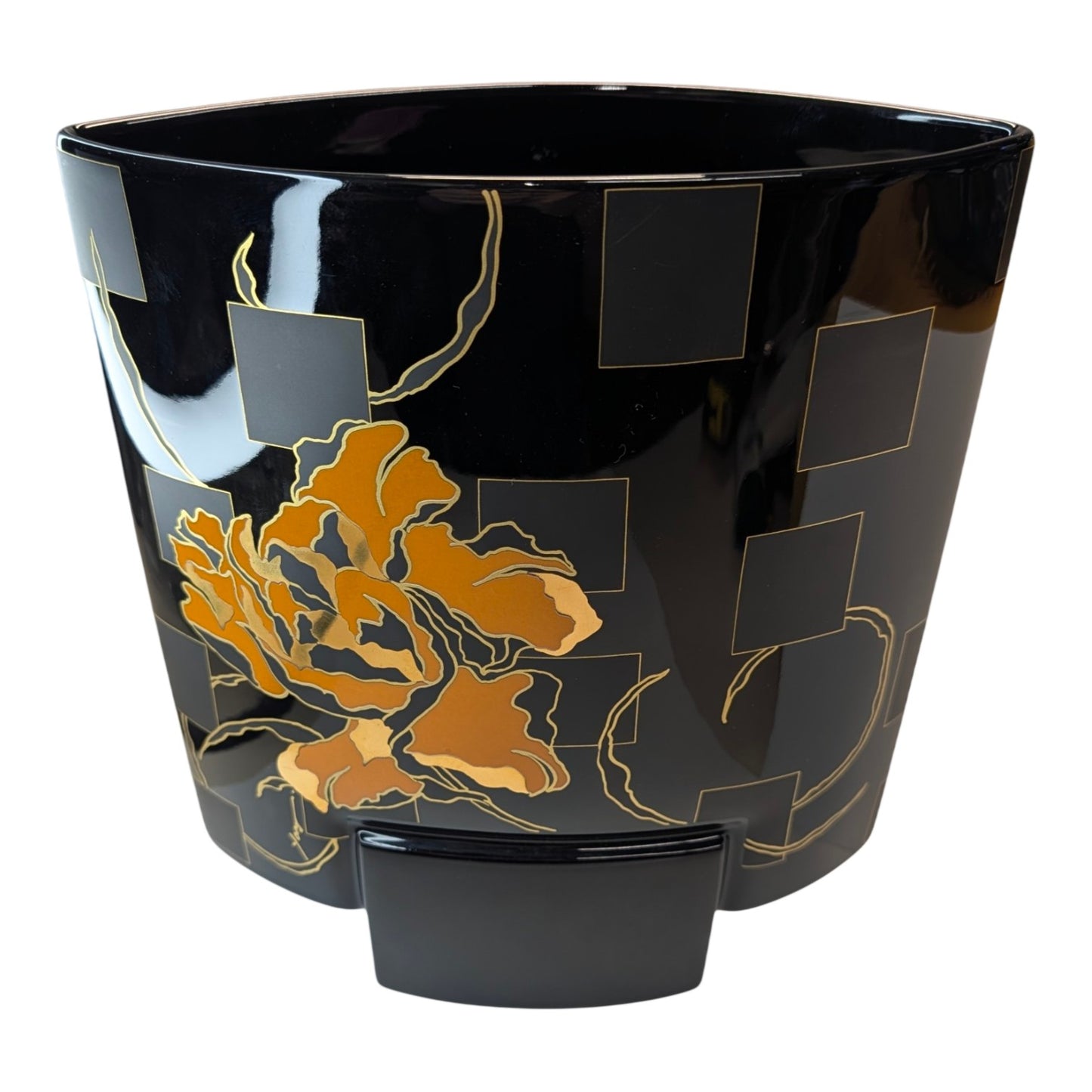 Vintage Rosenthal Studio Linie Yang Vase Black Gold Floral German Porcelain 7.5"