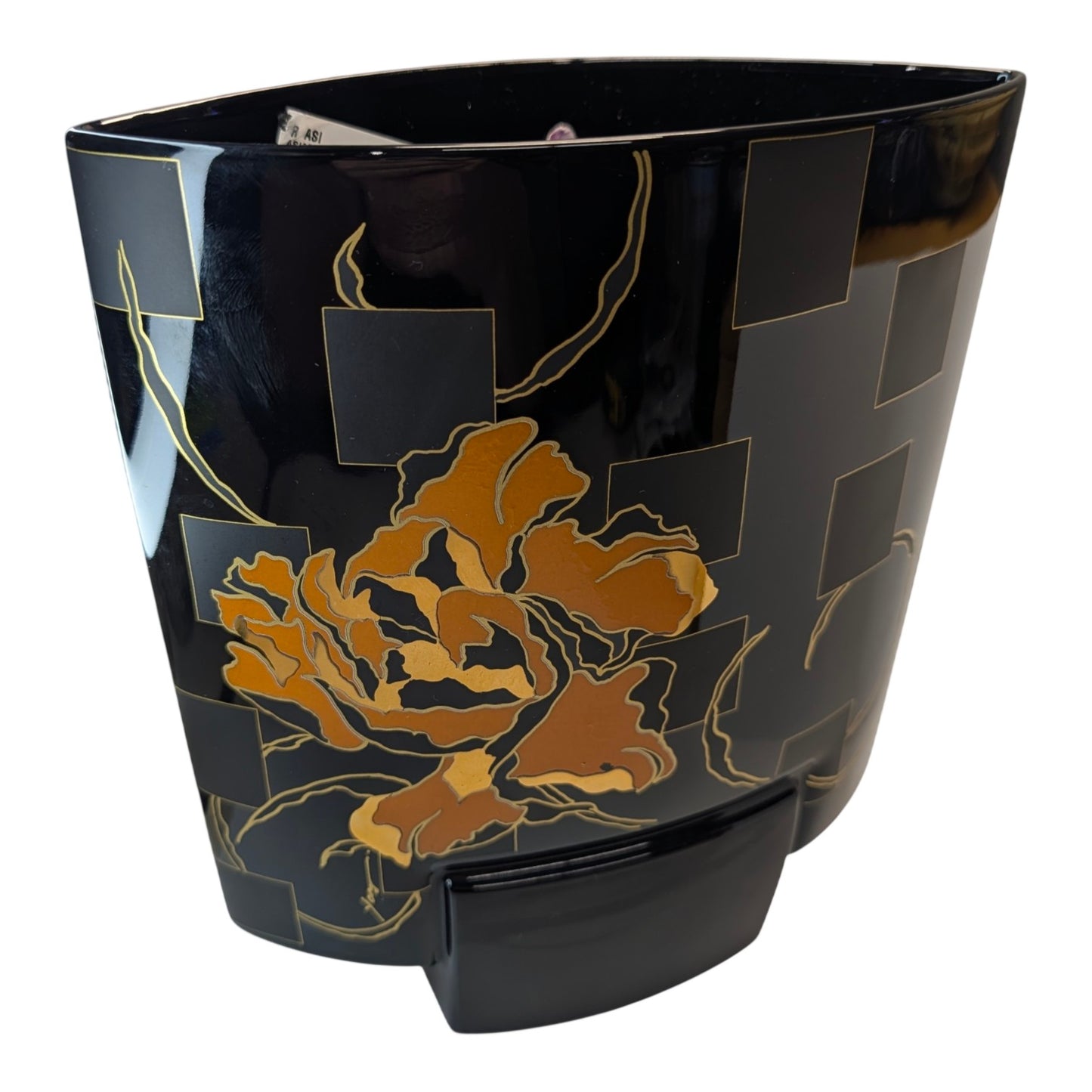 Vintage Rosenthal Studio Linie Yang Vase Black Gold Floral German Porcelain 7.5"