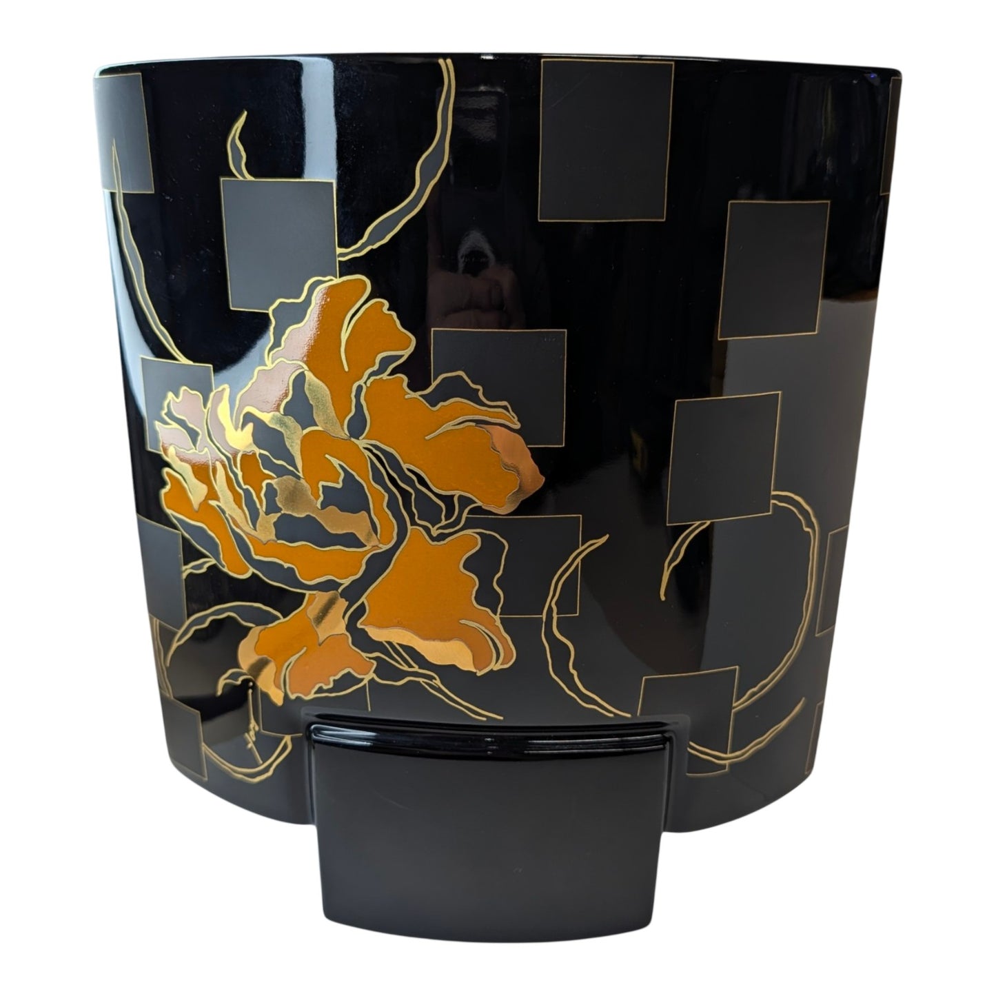 Vintage Rosenthal Studio Linie Yang Vase Black Gold Floral German Porcelain 7.5"