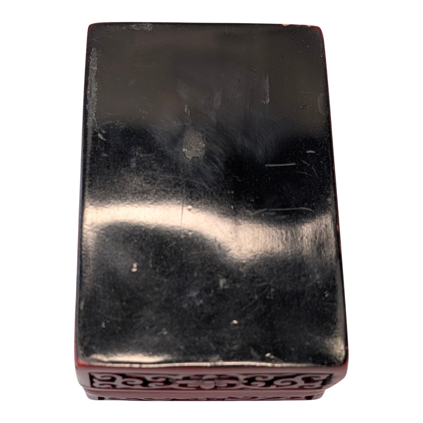 Vintage Chinese Carved Cinnabar Style Lacquerware Box Red Floral Asian Decor Trinket Jewelry Case
