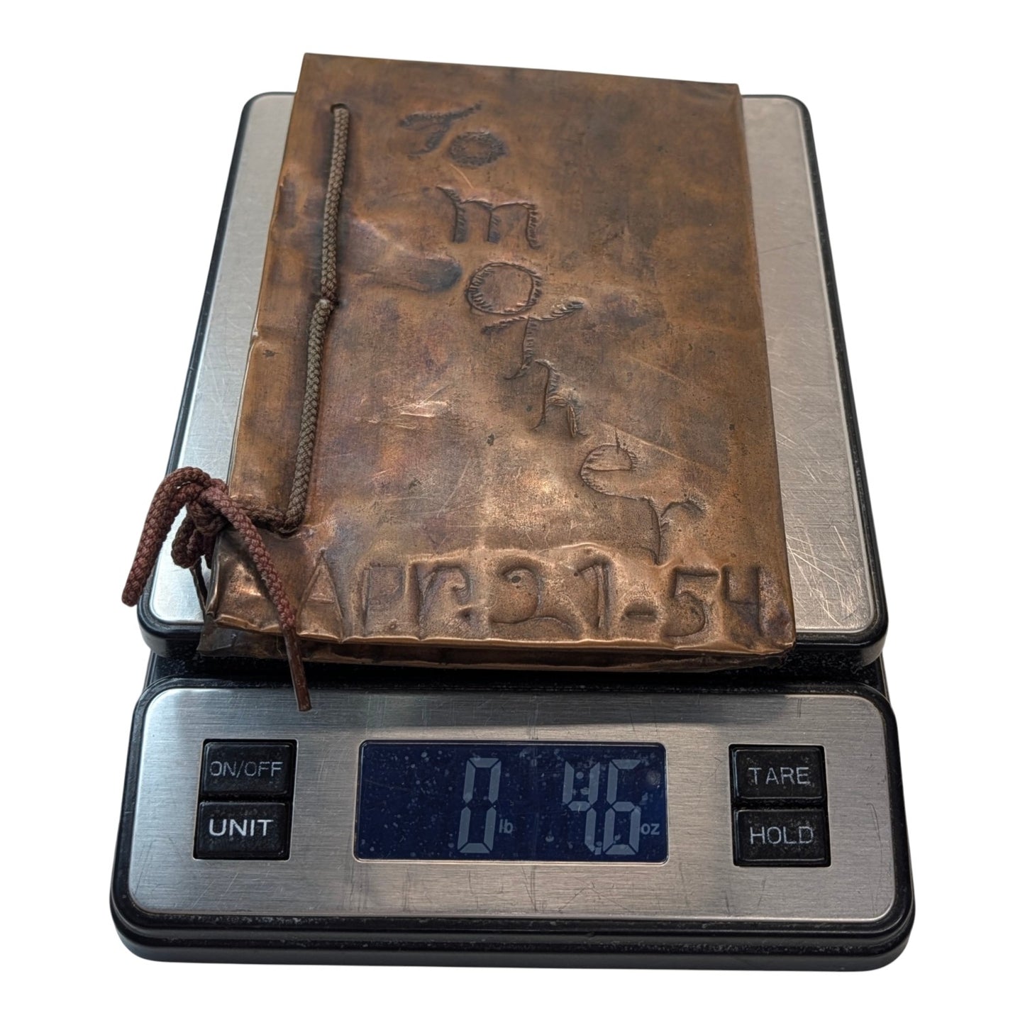 Vintage 1954 Handmade Copper Book Journal Dated Folk Art Repousse Cover OOAK Gift