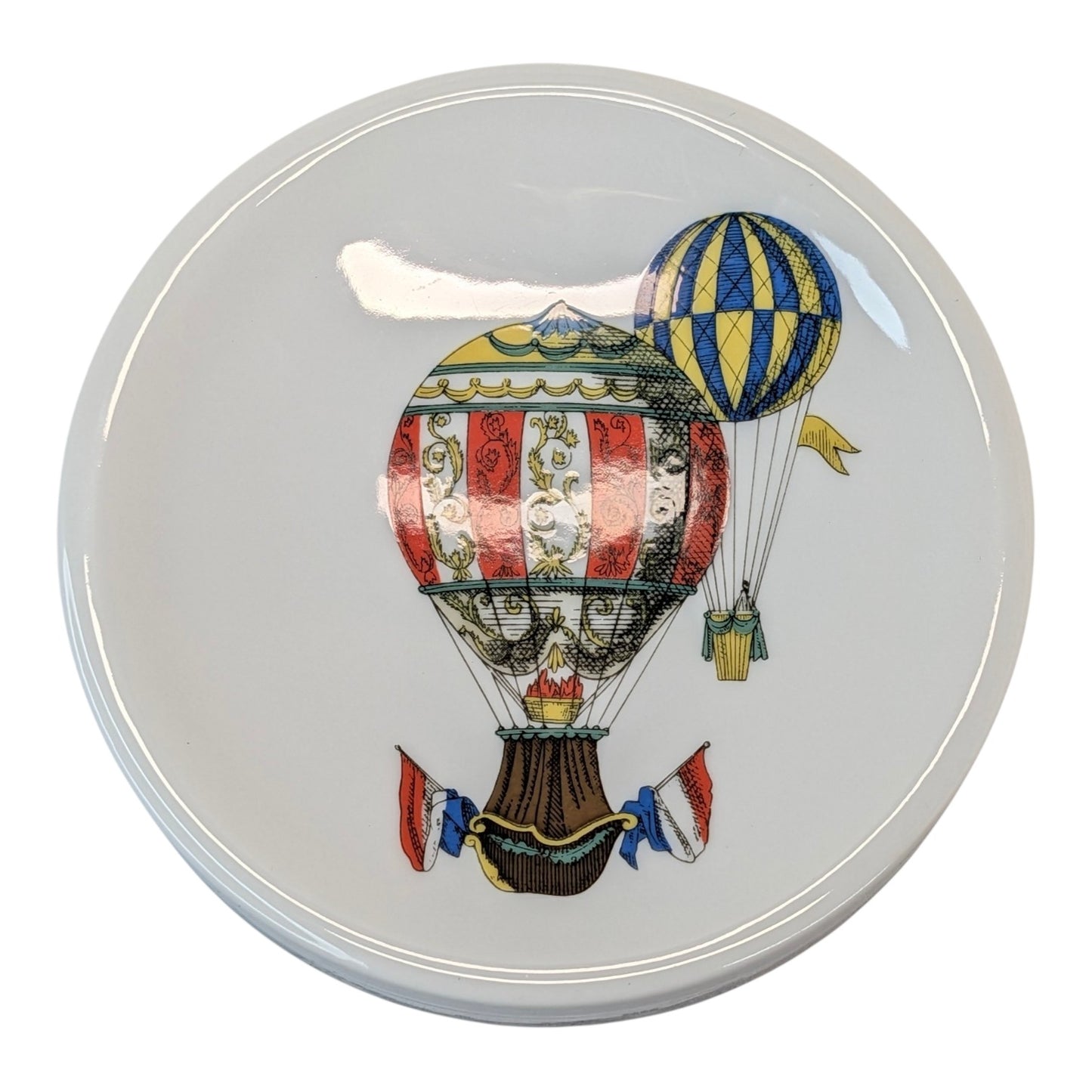 Vintage Rosenthal Fornasetti MONGOLFIERE Lidded Trinket Box German Porcelain Hot Air Balloon Dish