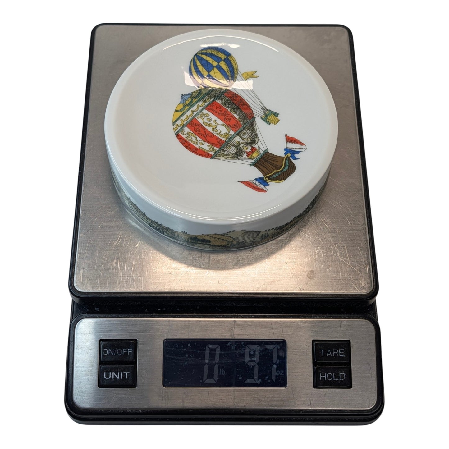 Vintage Rosenthal Fornasetti MONGOLFIERE Lidded Trinket Box German Porcelain Hot Air Balloon Dish