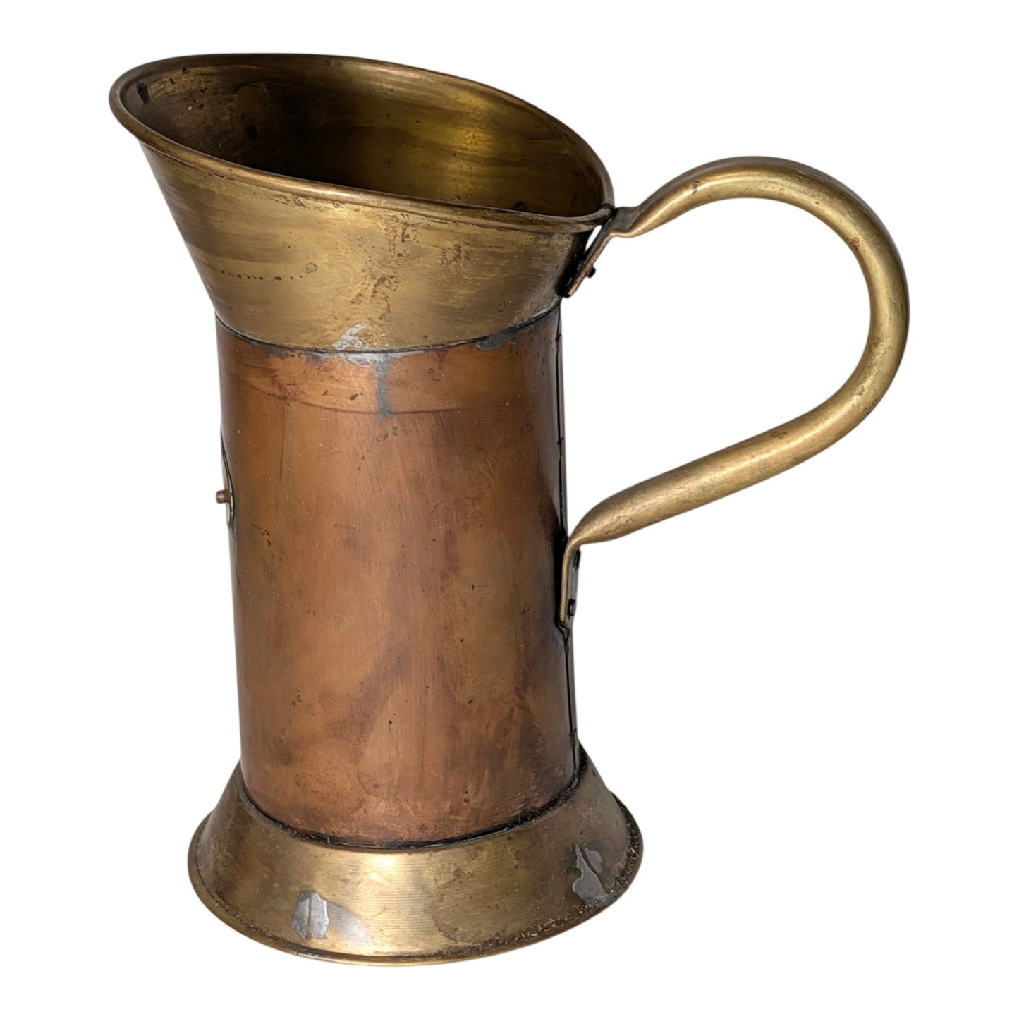 Antique French Copper & Brass Litre Measure Pitcher | Rustic Farmhouse Grain Scoop Decor