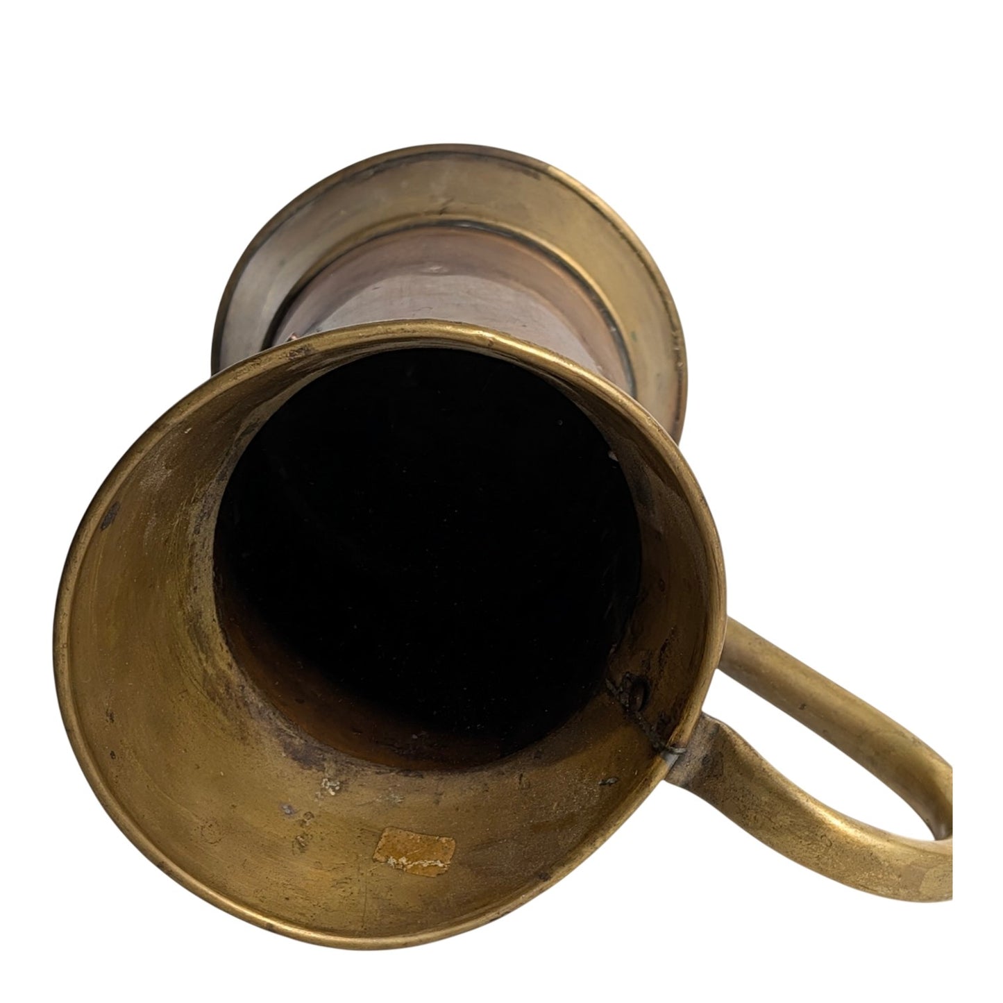 Antique French Copper & Brass Litre Measure Pitcher | Rustic Farmhouse Grain Scoop Decor