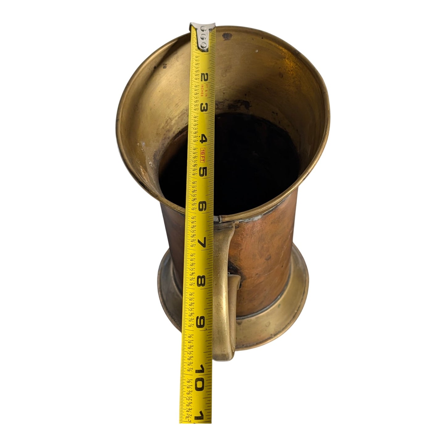 Antique French Copper & Brass Litre Measure Pitcher | Rustic Farmhouse Grain Scoop Decor