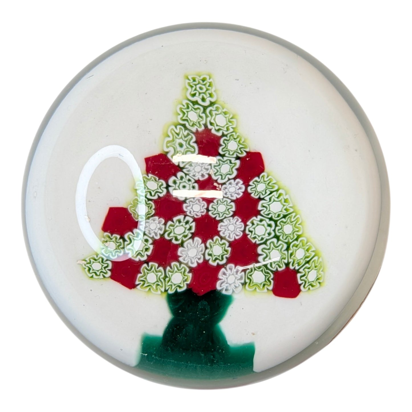 Vintage Murano Millefiori Christmas Tree Paperweight Art Glass Made in Italy Holiday Decor