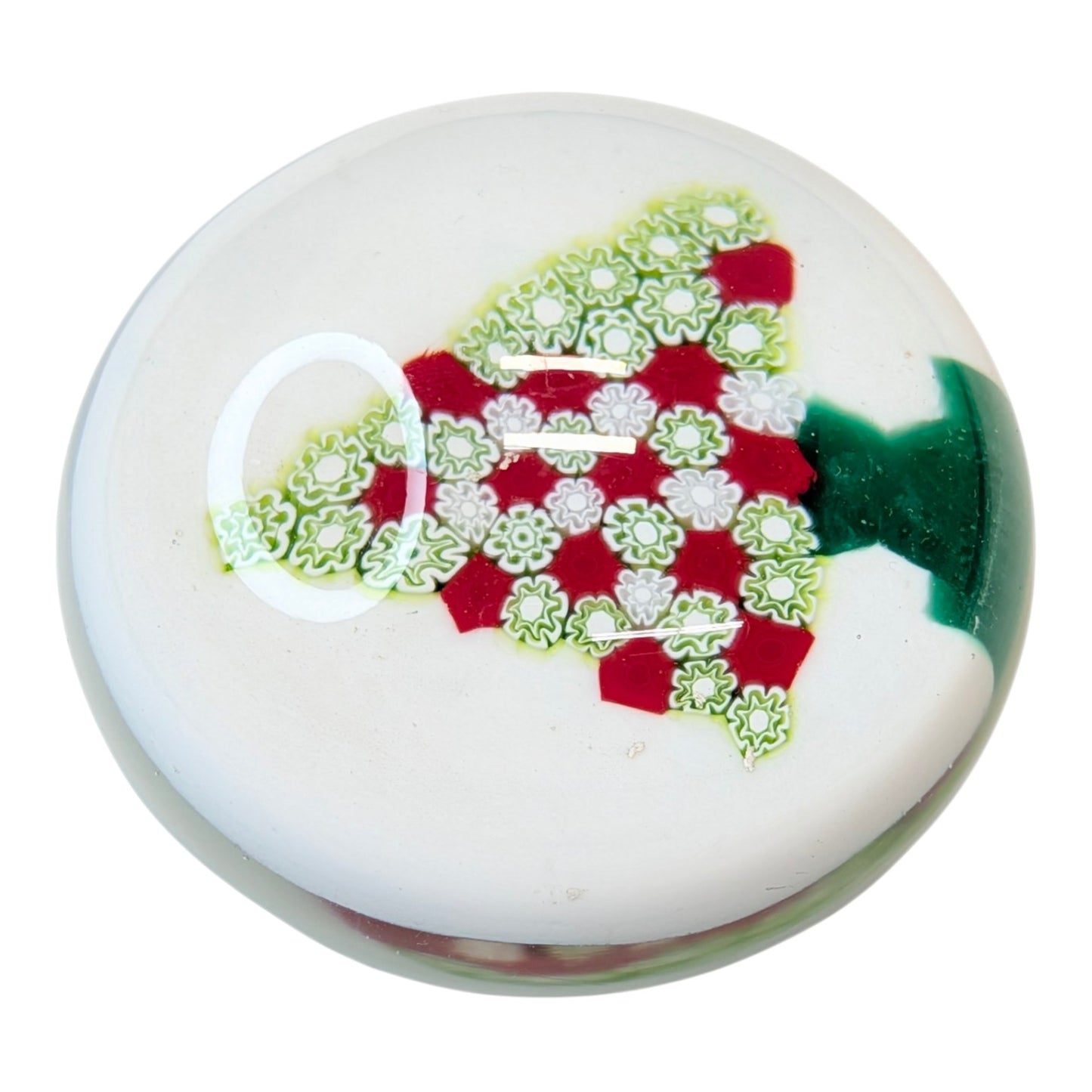 Vintage Murano Millefiori Christmas Tree Paperweight Art Glass Made in Italy Holiday Decor
