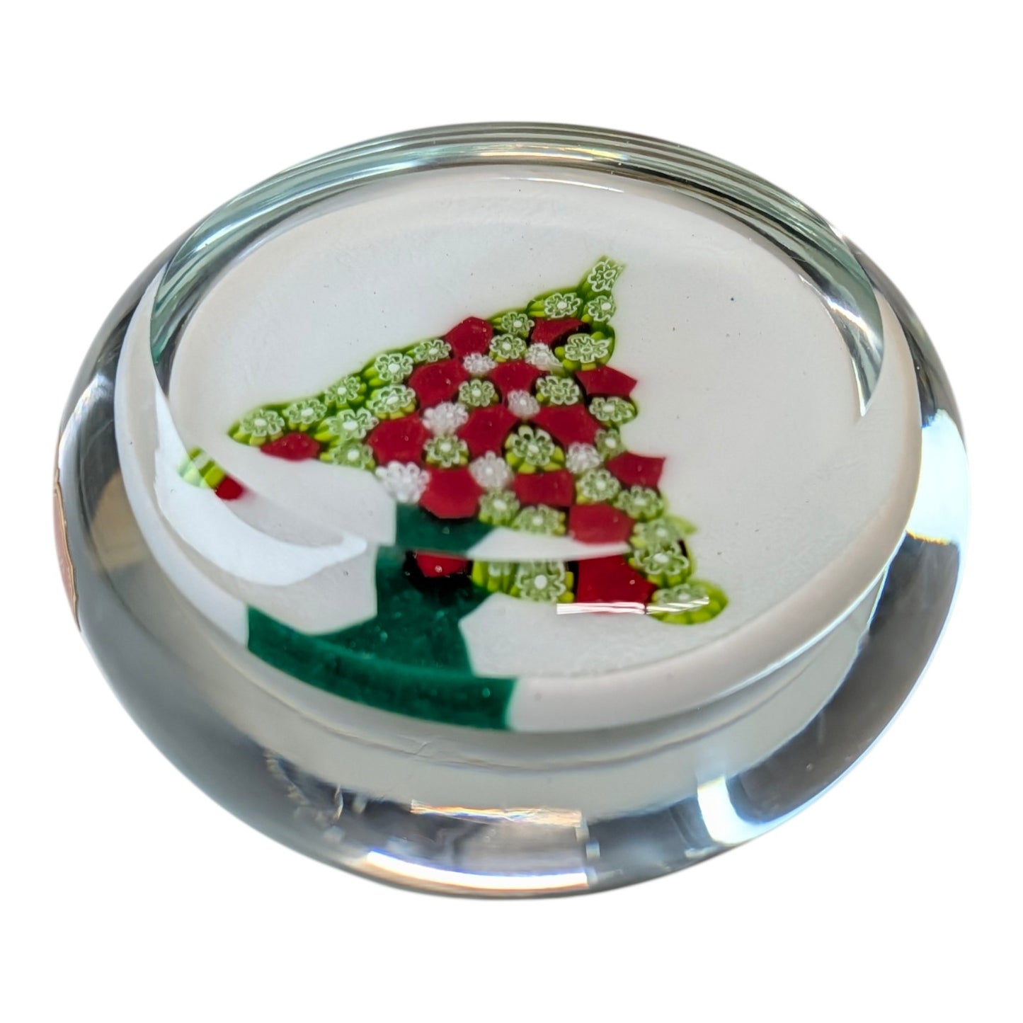 Vintage Murano Millefiori Christmas Tree Paperweight Art Glass Made in Italy Holiday Decor