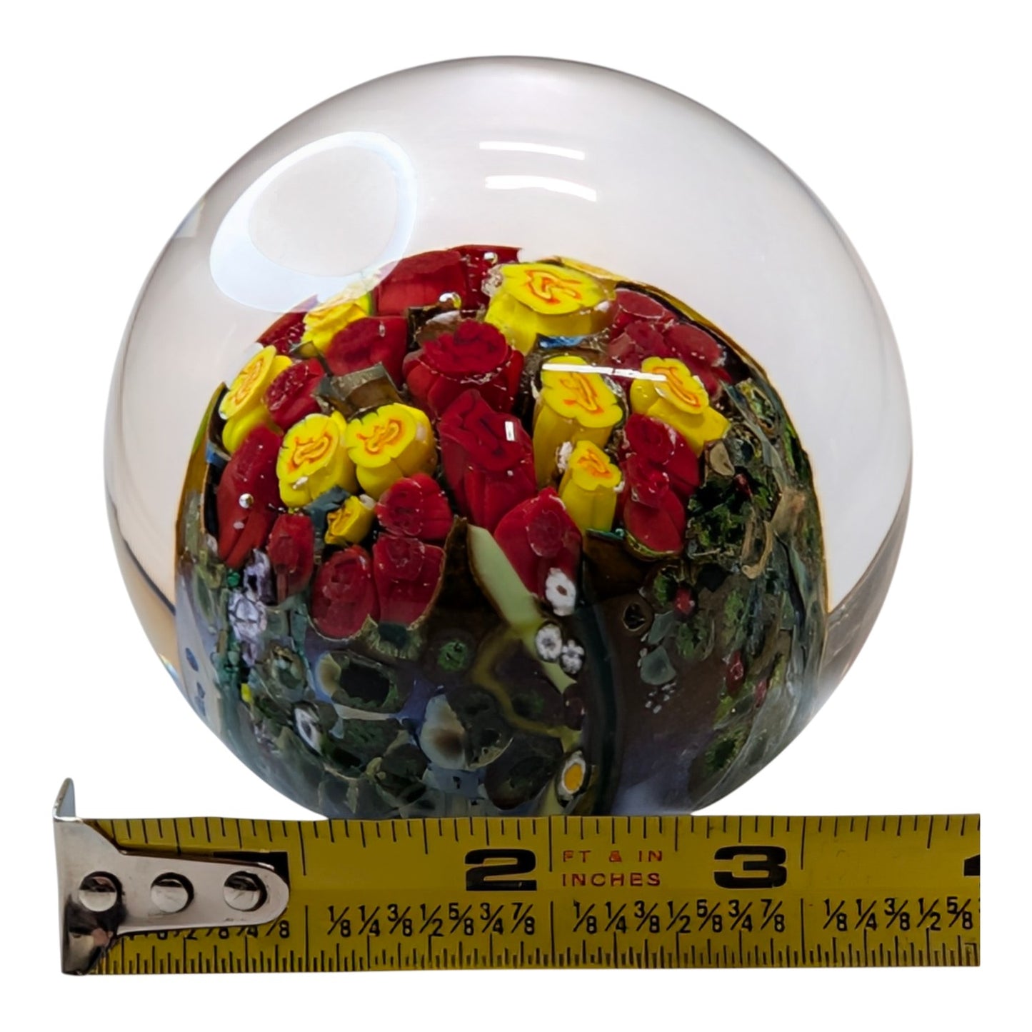 Signed Shawn Messenger 2020 Art Glass Paperweight Floral Bouquet Millefiori Lampwork Studio Collectible