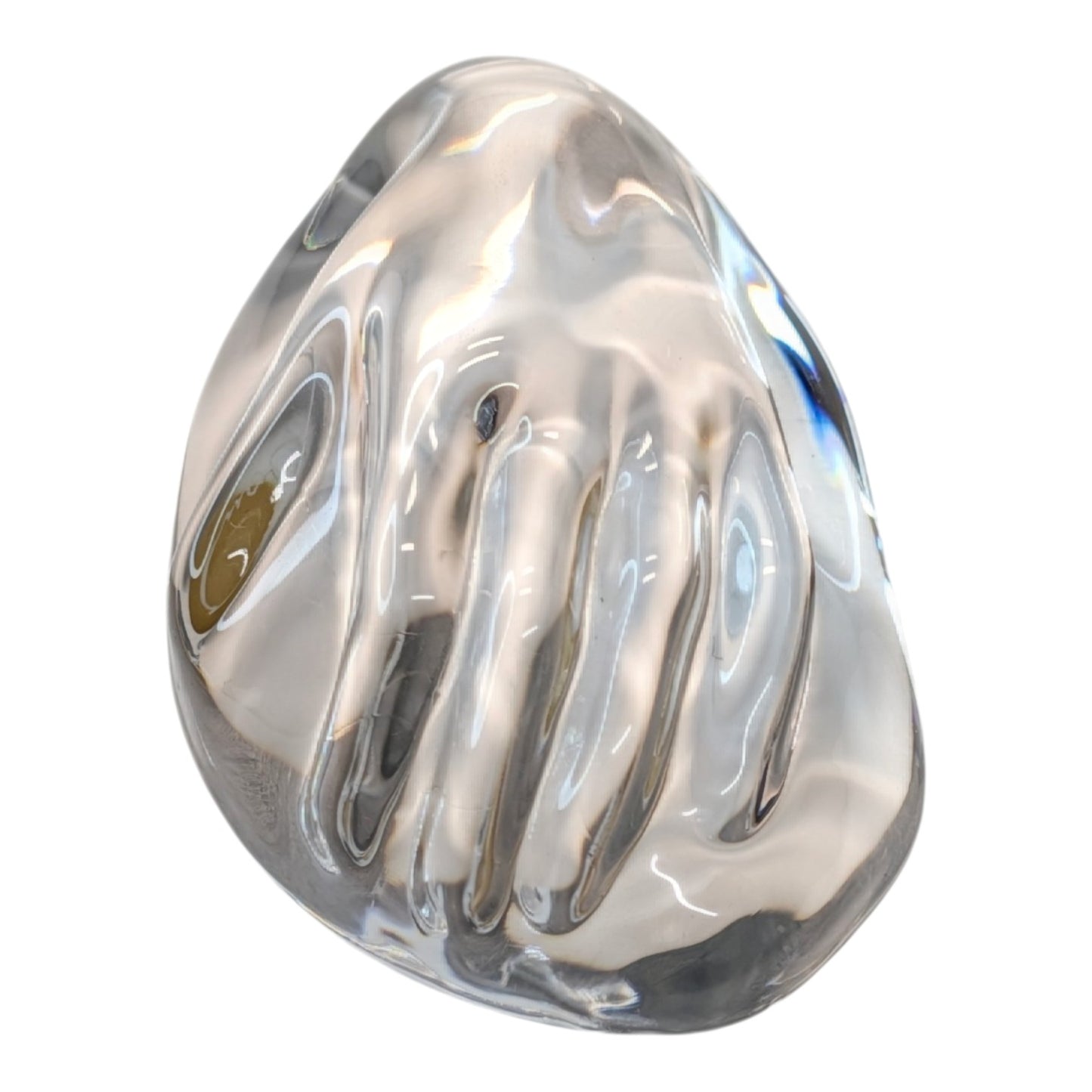 Signed Michael T Bouldin Studio Art Glass Paperweight Vintage Clear Crystal Biomorphic Sculpture