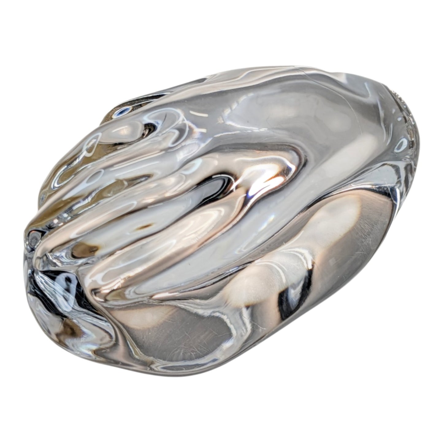 Signed Michael T Bouldin Studio Art Glass Paperweight Vintage Clear Crystal Biomorphic Sculpture