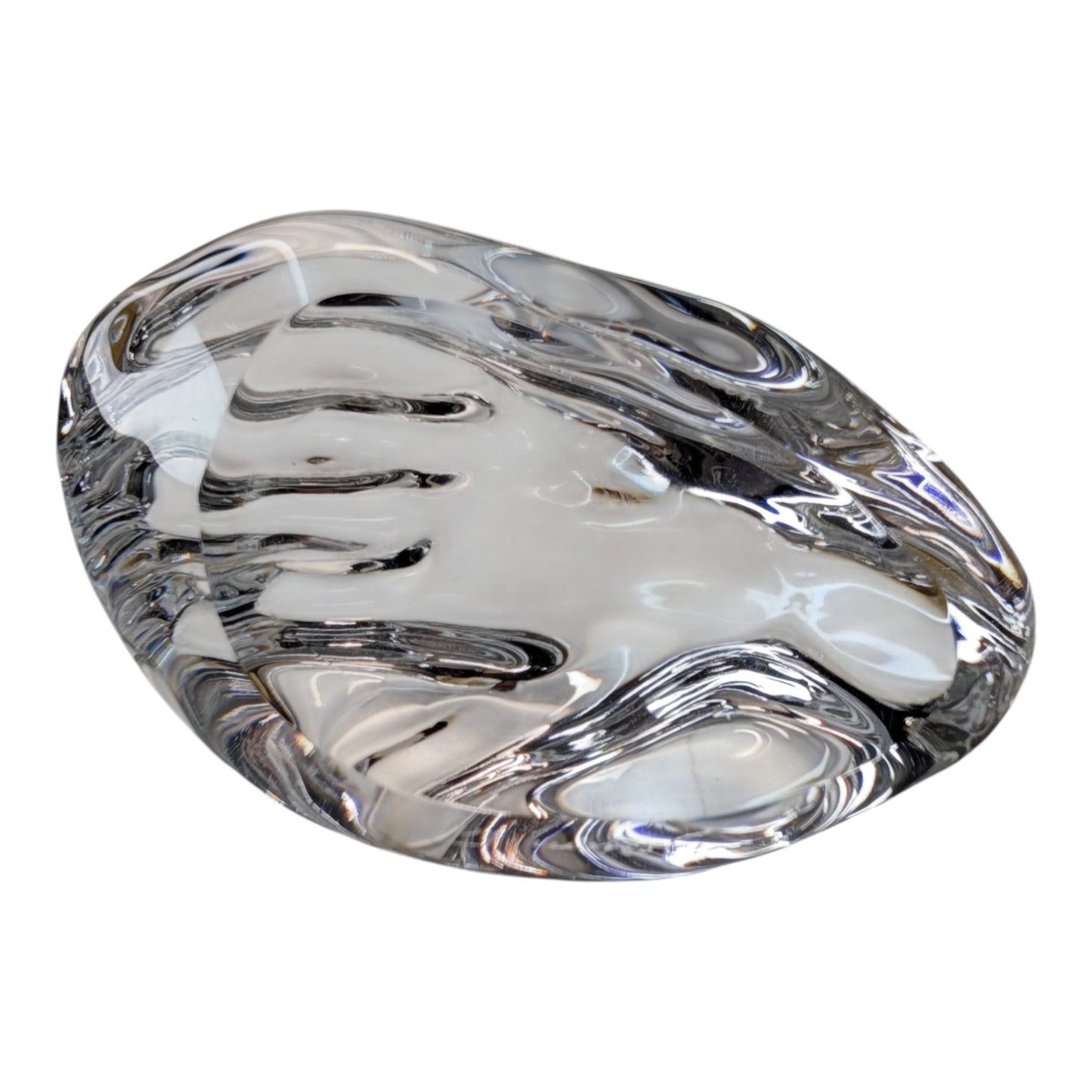 Signed Michael T Bouldin Studio Art Glass Paperweight Vintage Clear Crystal Biomorphic Sculpture