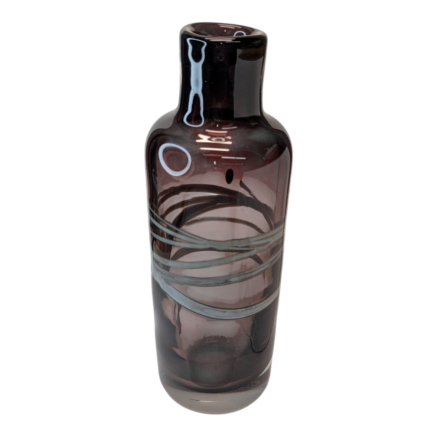 Vintage 1982 Signed Todd Phillips Studio Art Glass Vase Amethyst Purple Abstract Trailing Hand Blown
