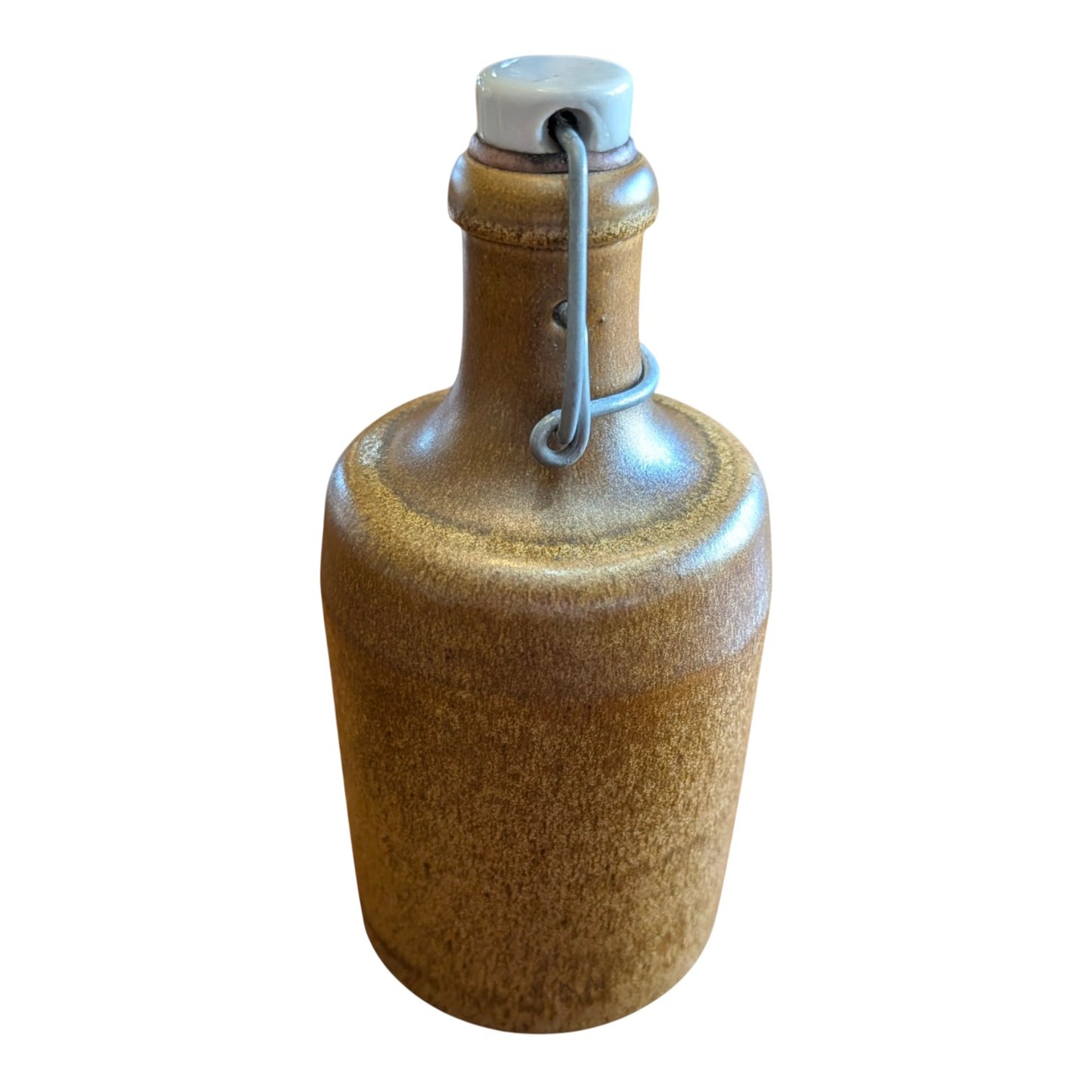 Vintage Salt Glaze Stoneware Bottle with Swing Top Stopper, Rustic Farmhouse Studio Pottery Jug, Antique Earthenware Barware