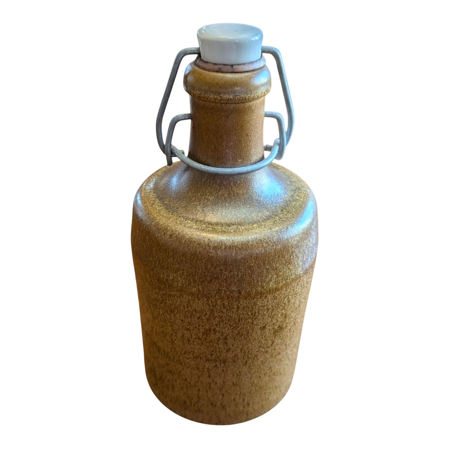 Vintage Salt Glaze Stoneware Bottle with Swing Top Stopper, Rustic Farmhouse Studio Pottery Jug, Antique Earthenware Barware