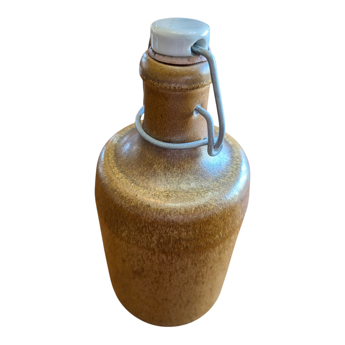 Vintage Salt Glaze Stoneware Bottle with Swing Top Stopper, Rustic Farmhouse Studio Pottery Jug, Antique Earthenware Barware