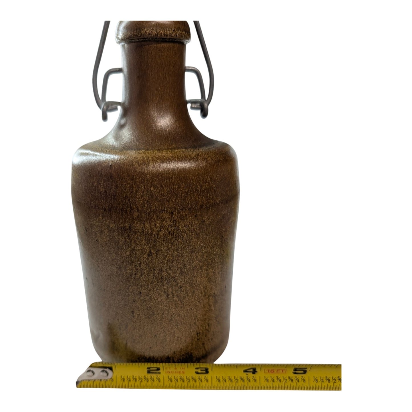 Vintage Salt Glaze Stoneware Bottle with Swing Top Stopper, Rustic Farmhouse Studio Pottery Jug, Antique Earthenware Barware