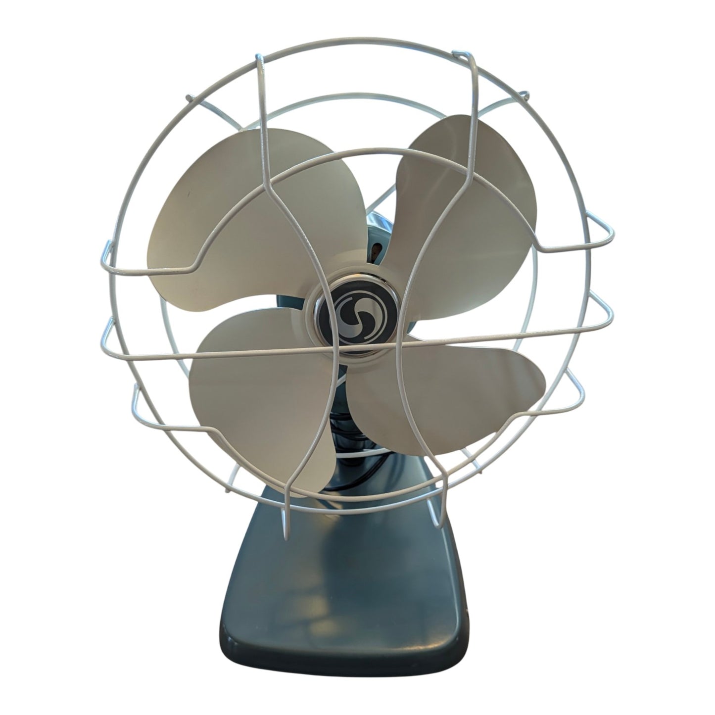 Vintage 1950s Superior Electric Model 800 Desk Fan MCM Atomic Age Grey Metal Table Fan