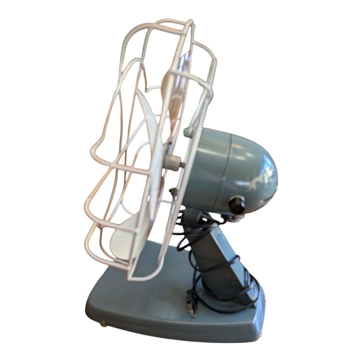 Vintage 1950s Superior Electric Model 800 Desk Fan MCM Atomic Age Grey Metal Table Fan