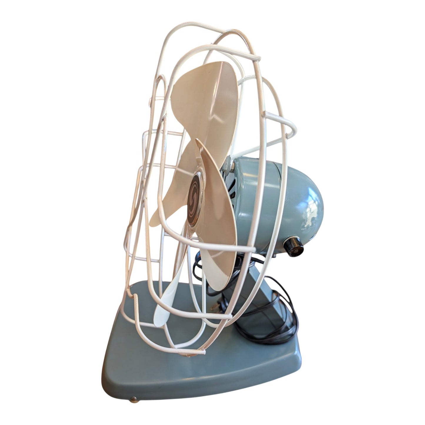 Vintage 1950s Superior Electric Model 800 Desk Fan MCM Atomic Age Grey Metal Table Fan